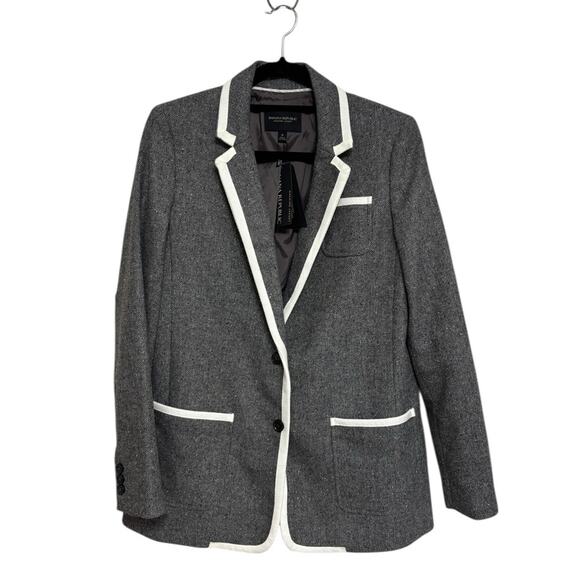 NWT Banana Republic Hack ing Jacket in Piped Grey - Size 8 - Picture 2 of 10